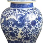4.Festcool 20 inch blue and white floral porcelain ceramic temple ginger jar vase (to go on wall sconces)