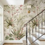 Zeeko Vintage Botanical Wall Murals Peel and Stick 59″ W x110 H BeigeTree Floral Wallpaper Self Adhesive Large Nature Botanical Murals Canvas Wall Decor for Bedroom Bathroom Living Room
