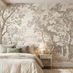 Beige Forest Peel and Stick Wallpaper Self Adhesive Landscape Wall Mural for Bedroom Living Room 173″ x 108″