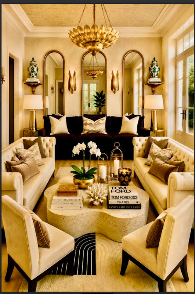 brown white family room