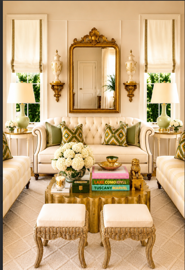 gold green sitting