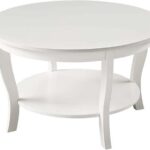 Convenience Concepts American Heritage Round Coffee Table 30″ – Classic Living Room Table with Storage Shelf, Traditional Round Family Room Center Table, White