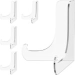 Dooiclear 5 Pack Acrylic Display Stand, Plate Stand for Display, Clear Easel Stand, Display Holder for Card, Frame, Picture, Magazine, Book, CD, Phone (Large/ 4.5 Inch)