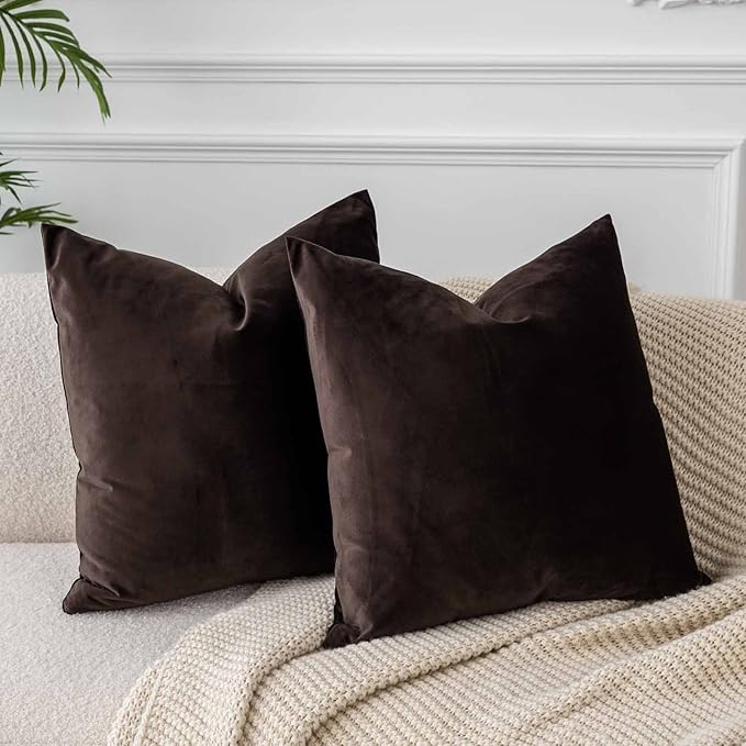 JUSPURBET 26×26 Decorative Velvet Throw Pillow Covers Cases Set of 2,Coffee | Cozy Soft Cushion Covers with Invisible Zipper for Couch Sofa Bed Living Room Bedroom Home Decor JUSPURBET 26×26 Decorative Velvet Throw Pillow Covers Cases Set of 2,Coffee | Cozy Soft Cushion Covers with Invisible Zipper for Couch Sofa Bed Living Room Bedroom Home Decor