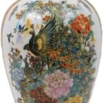 Japanese Satsuma Vase with Peacock and Geisha Design 12″ H