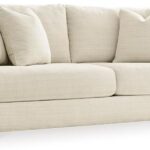 Signature Design by Ashley Maggie Contemporary Upholstered Sofa with Accent Pillows, Off-White