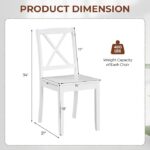 Giantex Wood Dining Chairs Set of 4 White, Armless Kitchen Chair w/Rubber Wood Legs & Curved Backrest, Farmhouse Cross Back Diner Chair, Wooden Side Chairs for Home Dining Room, Load 400 LBS