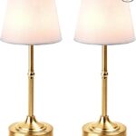 LUTEC 2 Pack Cordless Table Lamp, Battery Operated Lamp with 3 Color Temps and Stepless Dimming, 5200mAh Portable Rechargeable Table Lamp for Restaurant/Bedroom/Bars/Outdoor (Brushed Gold)