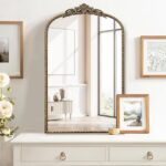 Micasso Vintage Wall Gold Mirror: 31″x 19″ French Baroque Antique Mirror – Traditional Ornate Decorative Arched for Wall/Bathroom/Entryway/Fireplace/Hallway – Home Decor for Living Room