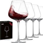 JBHO Set of 4-21 Ounce Hand Blown Italian Style Crystal Burgundy Wine Glasses – Lead-Free Premium Crystal Clear Glass – Gift-Box for any Occasion
