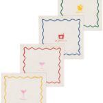 Jubilee Napkin Set of 4 – Assorted Cocktail Napkins in Cotton – 4 Pieces Included