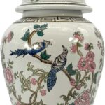 Galt International Partridge Bird Floral Chinoiserie Ceramic Temple Jar 18″ w/Lid – Ginger Jar Home & Kitchen Decor for Interior Design