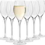 Krosno Large Prosecco Champagne Sparkling Wine Flutes, Set of 6, 9.4 fl oz, Rounded Shape for Ideal Bubbles, Dishwasher Safe, Made in Europe