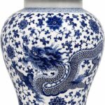 24″ Classic Blue and White Dragon Porcelain Ceramic Temple Ginger Jar Vase, Large China Qing Style (Dragon)
