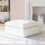 JACH Ottoman Module for Living Room, Cushion Covers Removable, Minimalist Comfy Breathable Ottoman Footstool Paired with Sofa for Living Room Apartment, White