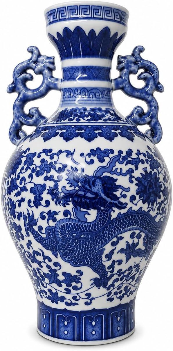 Classic Blue and White Dragon Porcelain Vase, Jingdezhen, China (Blue Dragon) Classic Blue and White Dragon Porcelain Vase, Jingdezhen, China (Blue Dragon)