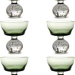 Serax Champagne Glass | Eternal Snow by Bela Silva | 6 Coupe Glasses | Green Drinking Flutes Set | Unique Luxury Copas for Dinner at Home with Wine, Party, Wedding | Glassware Kitchen Sets