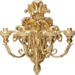 Roman Fountain Wall Sconce, 4-Candle Gold Baroque Candelabra, Antique Metal Wall Mounted Candlestick Holder for Tapered Candles, Victorian Rococo Decor for Fireplace Living Rooms（1pack