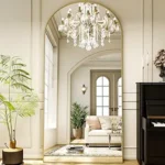 XRAMFY 78″x38″ Gold Arched Full Length Mirror with Aluminum Alloy Frame | HD Real Glass, Shatter-Resistant, Wall Mounted or Standing, Gold Floor Mirror for Bedroom & Dressing Room
