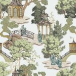 VaryPaper Chinoiserie Garden Landscape Wallpaper 17.7″x78.7″ Vintage Countryside House Bridge Tree Wallpaper Peel and Stick Wall Mural Removable Decorative Contact Paper for Walls Bedroom Bathroom