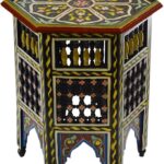 Moroccan Handmade Wood Table Side Moucharabi Delicate Hand Painted Black Exquisite