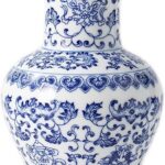 Blue and White Vase, Blue Vases Home Décor, Chinoiserie Vase, Blue and White Porcelain, Ceramic Vase for Home, Living Room, Bookshelf, Mantle Fireplace,Table Centerpieces,10″