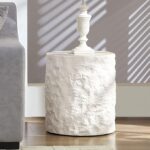 15.75″ Modern Round Coffee Table, Accent End Table for Living Room, Faux Marble Stone Minimalist Side Table, Circle Center Table for Bedroom Apartment Office, No Need Assembly, Beige