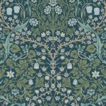 NextWall Seabrook Designs Victorian Garden Floral Vintage Prepasted Wallpaper (Prussian Blue & Moss Green)