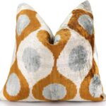 CANVELLO Amber & Gray Circle Velvet Pillow 20×20 – Handcrafted Luxury