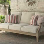 Signature Design by Ashley Clare View Outdoor Patio Sofa, 4 Throw Pillows, Nuvella Weather Resistant Fabric, Eucalyptus Wood, 81″ W x 35″ D x 32″ H, Beige