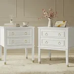 Huuger 27.6 Inch Tall Nightstand with Charging Station, USB-C Port, Larger Night Stand Set of 2, Bedside Table with 2 Drawers, 11.4 Inch Raised Legs, Side Tables End Tables, for Bedroom, White