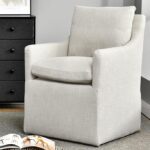 DUHOME Upholstered Dining Chair,Linen Accent Chair for Living Room,Single Sofa with 4 Casters,Upholstered Armchair for Bedroom Reading Waiting Kitchen Dining Room