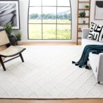 SAFAVIEH Natura Collection Area Rug – 9′ x 12′, Ivory & Ivory, Handmade Wool & Viscose, Ideal for High Traffic Areas in Living Room, Bedroom (NAT310A)