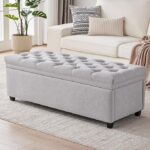 Mangodan Storage Ottoman Bench, Tufted Ottoman with Storage for Living Room, Large Modern Entryway Benchs