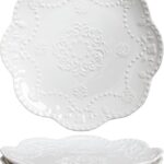 Gaolinci European Palace Series Lace Embossed Ceramic Dinner Plate (Set of 4)
