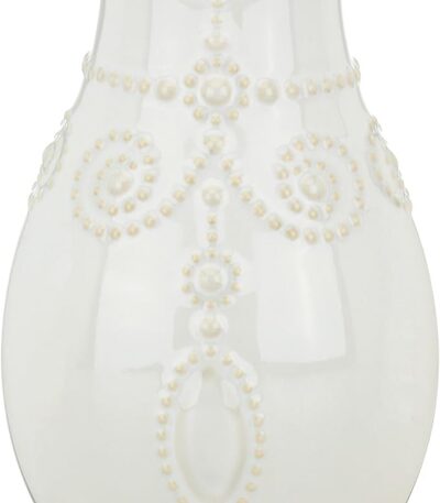 Lenox French Perle White Stoneware Fluted Flower Vase | elegant fluted design | for fresh arrangements, gift for women, table centerpiece, home and shelf decor