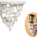 Z metnal Small Victorian Decorative Floating Shelves, Wall Mounted Decor Shelves, Classic Wall Display Organizer, Retro Hollow Carving Art Ornament Rack, Baroque Style Decorative Stand, White, Resin