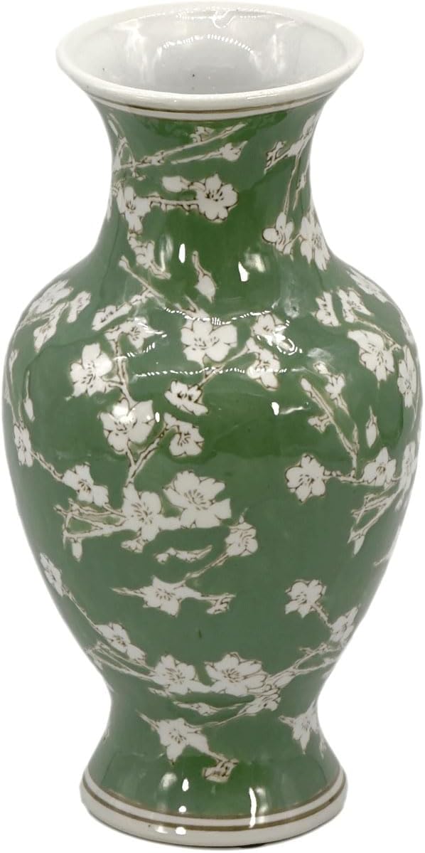 Galt International Floral Chinoiserie Ceramic Vase 14″ – Green Sakura Hand Painted Antique Style Porcelain Flower Bottle Fishtail Porcelain Chinese Vase for Home Decor Centerpiece Galt International Floral Chinoiserie Ceramic Vase 14″ – Green Sakura Hand Painted Antique Style Porcelain Flower Bottle Fishtail Porcelain Chinese Vase for Home Decor Centerpiece