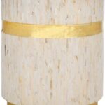 Safavieh Home Collection Perla Mosaic Round Pink Champagne and Gold Side Table
