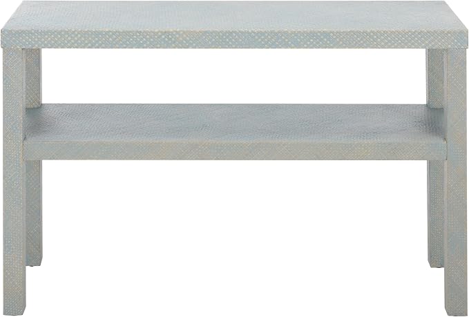 SAFAVIEH Furniture – Apis Console Table – Light Blue – Handwoven Pandan Console Table with Shelf Storage – Coastal Modern Design – Ideal for Living Room & Hallway, 47″ W x 15″ D x 30″ H (CNS6611B)