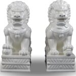 Click to see full view  13″ Dehua Porcelain Fu Dog Pair Feng Shui Statues