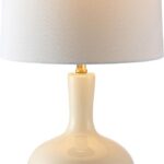 SAFAVIEH Lighting – Nilla 26.5-Inch Glass Table Lamp Set of 2 – Cream – Mid-Century Sculpted Body Design – Ideal for Living Room, Bedroom, Entryway, Home Office – LED Bulbs Included (TBL4224A-SET2)