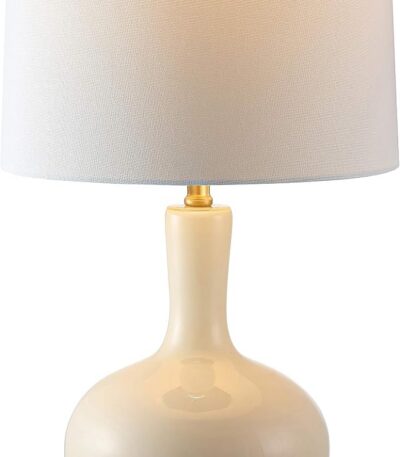 SAFAVIEH Lighting – Nilla 26.5-Inch Glass Table Lamp Set of 2 – Cream – Mid-Century Sculpted Body Design – Ideal for Living Room, Bedroom, Entryway, Home Office – LED Bulbs Included (TBL4224A-SET2)