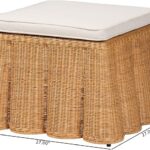 Bali & pari Palm Bohemian Honey Scallop Rattan Ottoman