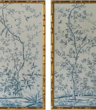 HongFengtang Chinese Rice Paper Print China Flower And Bird Bamboo Frame 19.5 X 35.8 Inches (SMALL A&B)